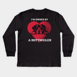 I am Owned by a Rottweiler  Gift for Rottweiler  Lovers Kids Long Sleeve T-Shirt